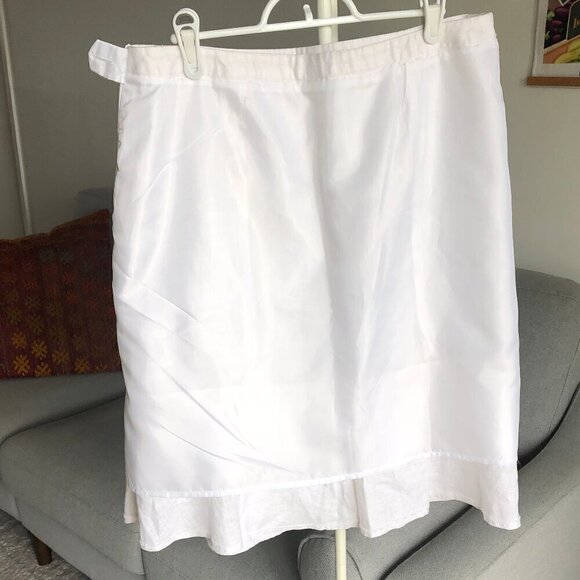 ALEXANDRA BARTLETT White Ruffle Skirt Probably Linen Fully Lined Zip Women’s L - Picture 10 of 16